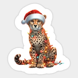 Leopard Wrapped In Christmas Lights Sticker